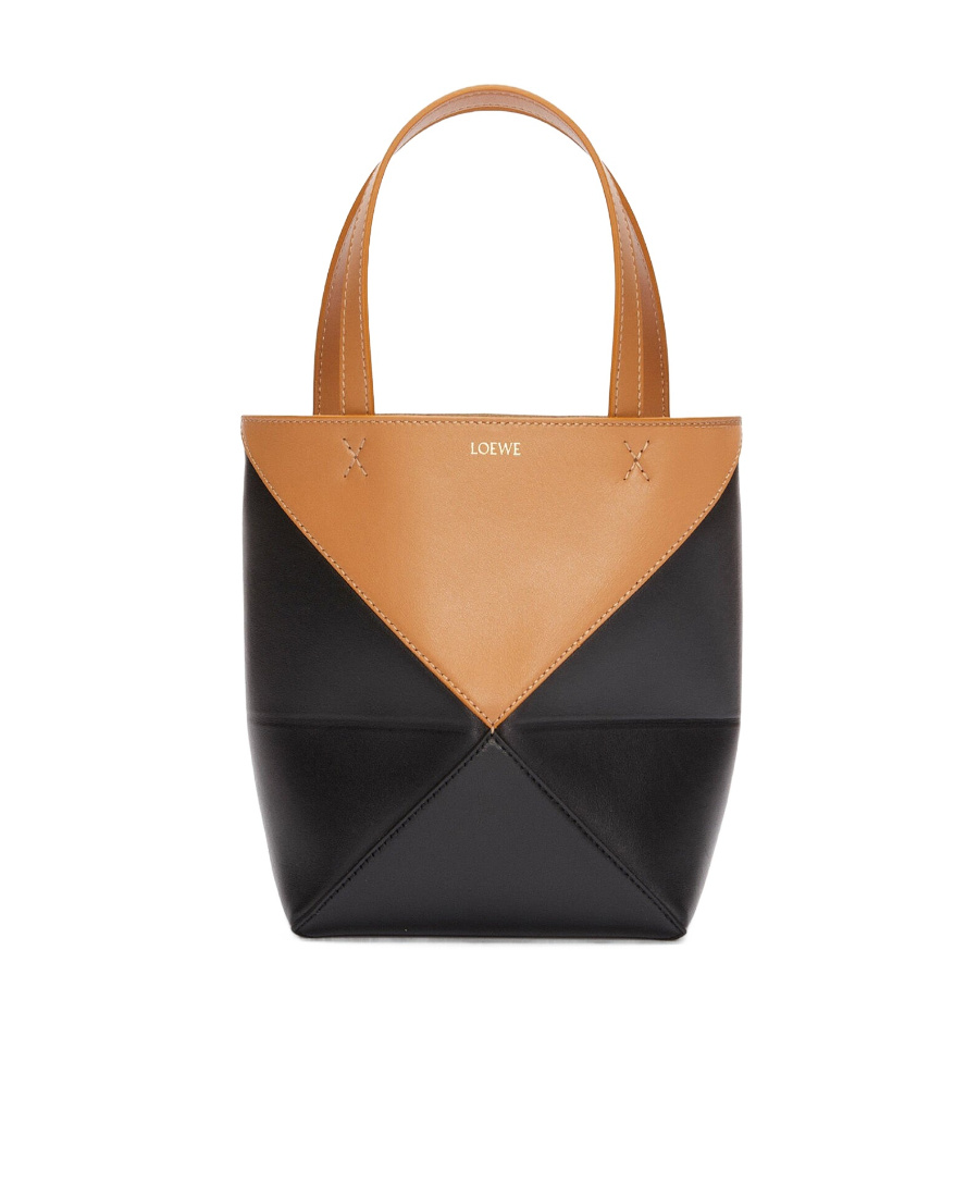 Loewe Mini Desert Tones Geometric Leather Tote In Orange