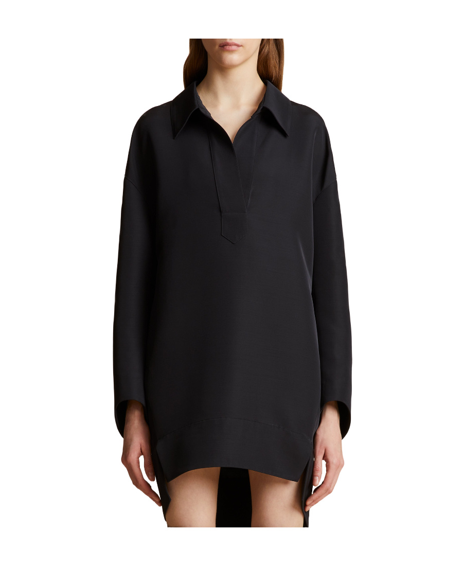 Khaite Kal Silk Shirtdress In Black