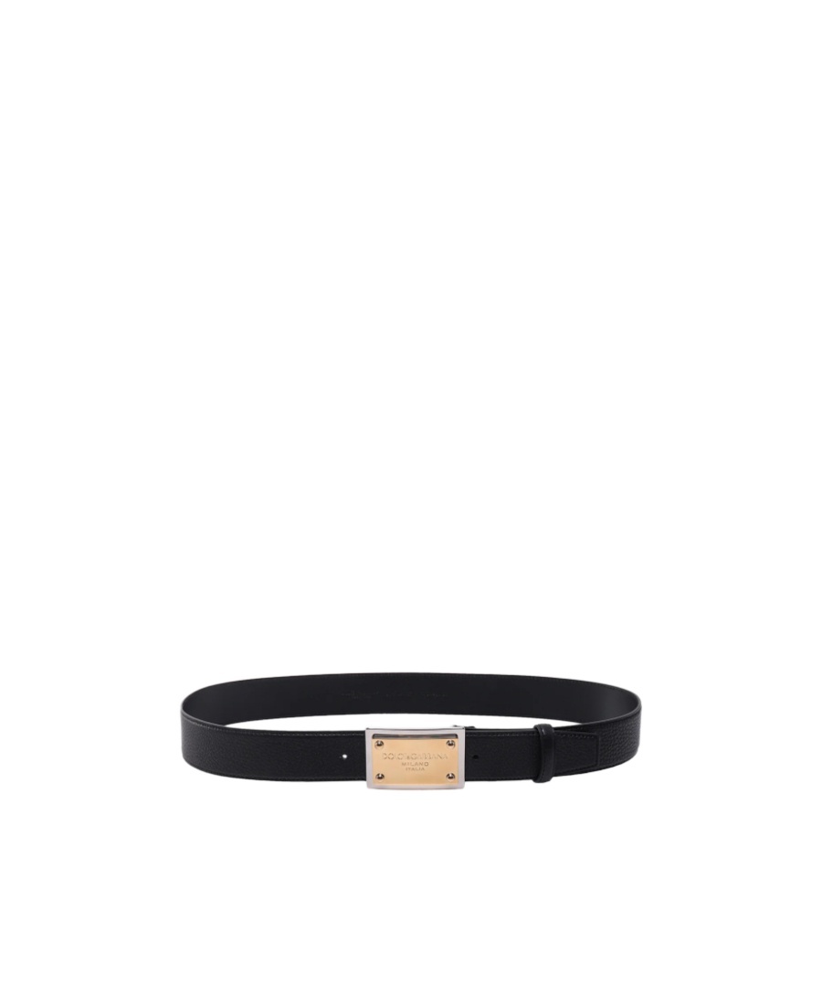 Dolce & Gabbana Lux Leather Belt With Branded Buckle In Nude