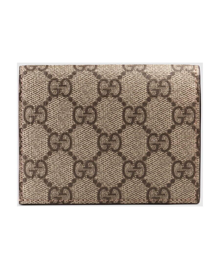 Gucci Gg Supreme Card Case With Cherries In Red