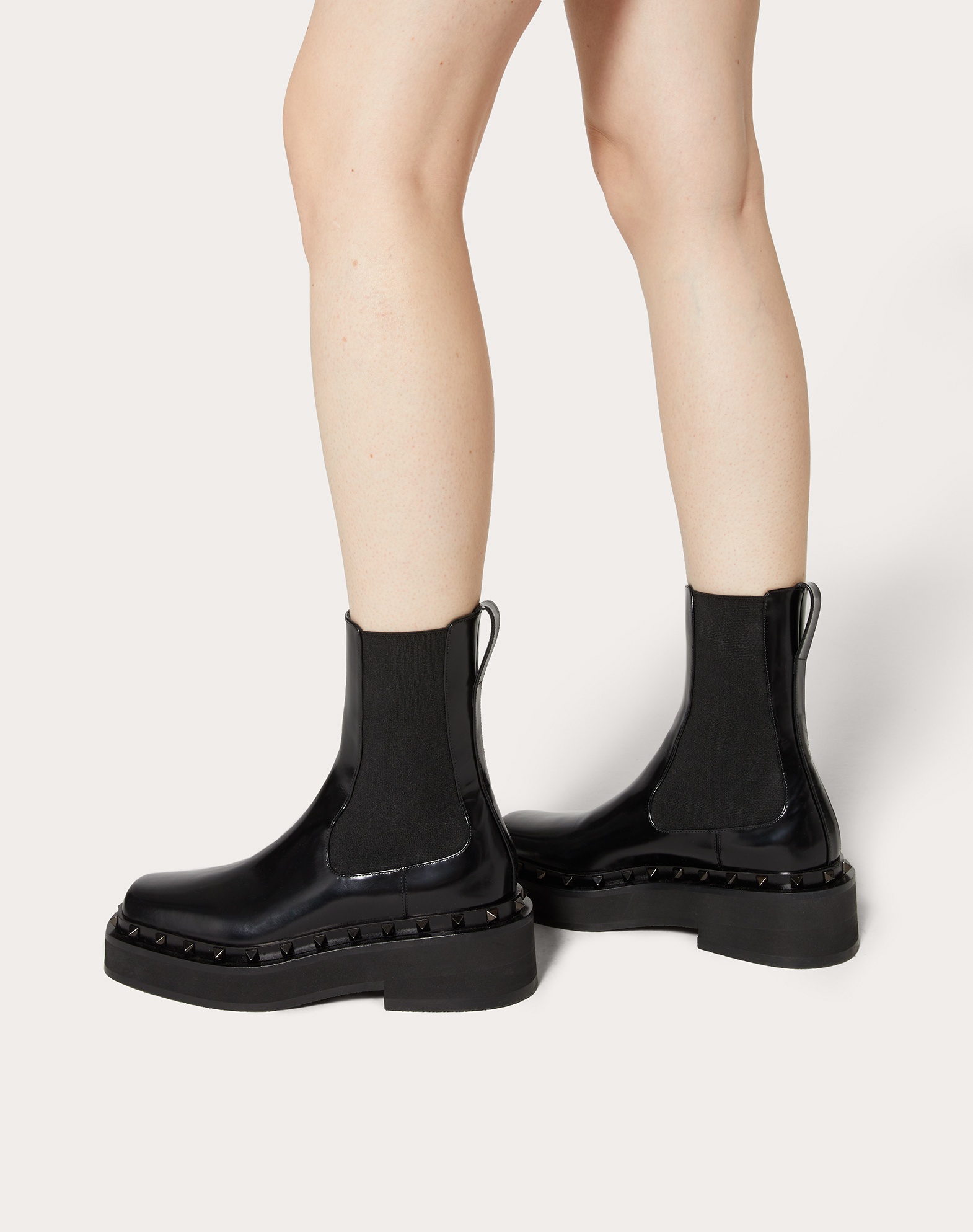 Valentino 50mm Rockstud M-way Leather Ankle Boots In Black