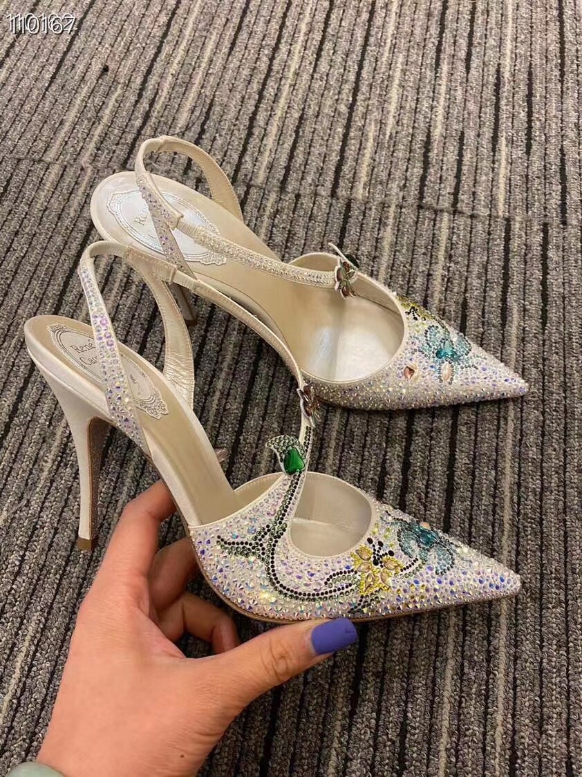 René Caovilla Flora Pointed Pumps In White