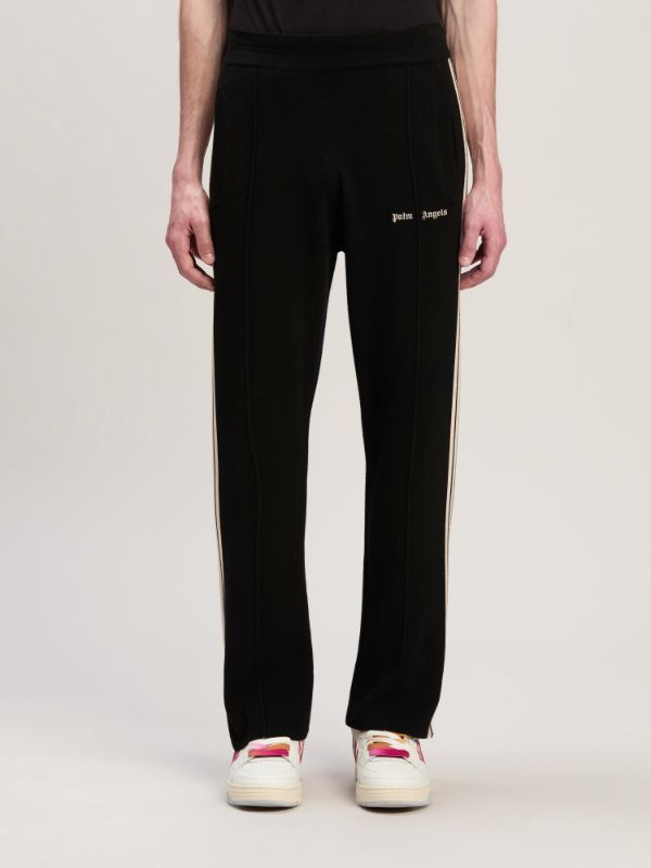 Palm Angels Men's Crochet Side-stripe Track Pants In Black