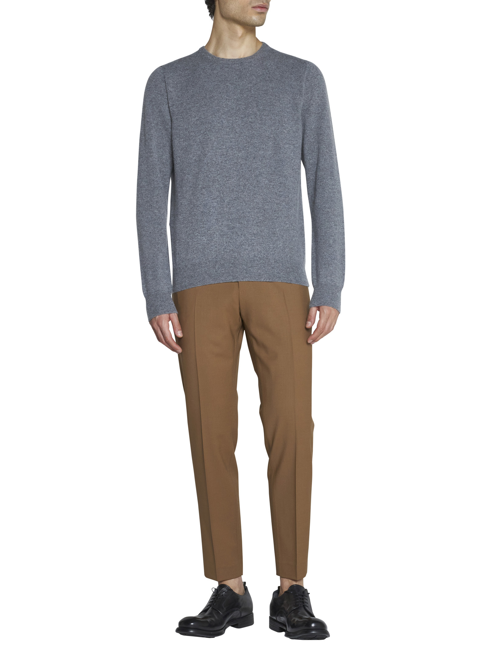 Malo Round-neck Cashmere Jumper In Gray
