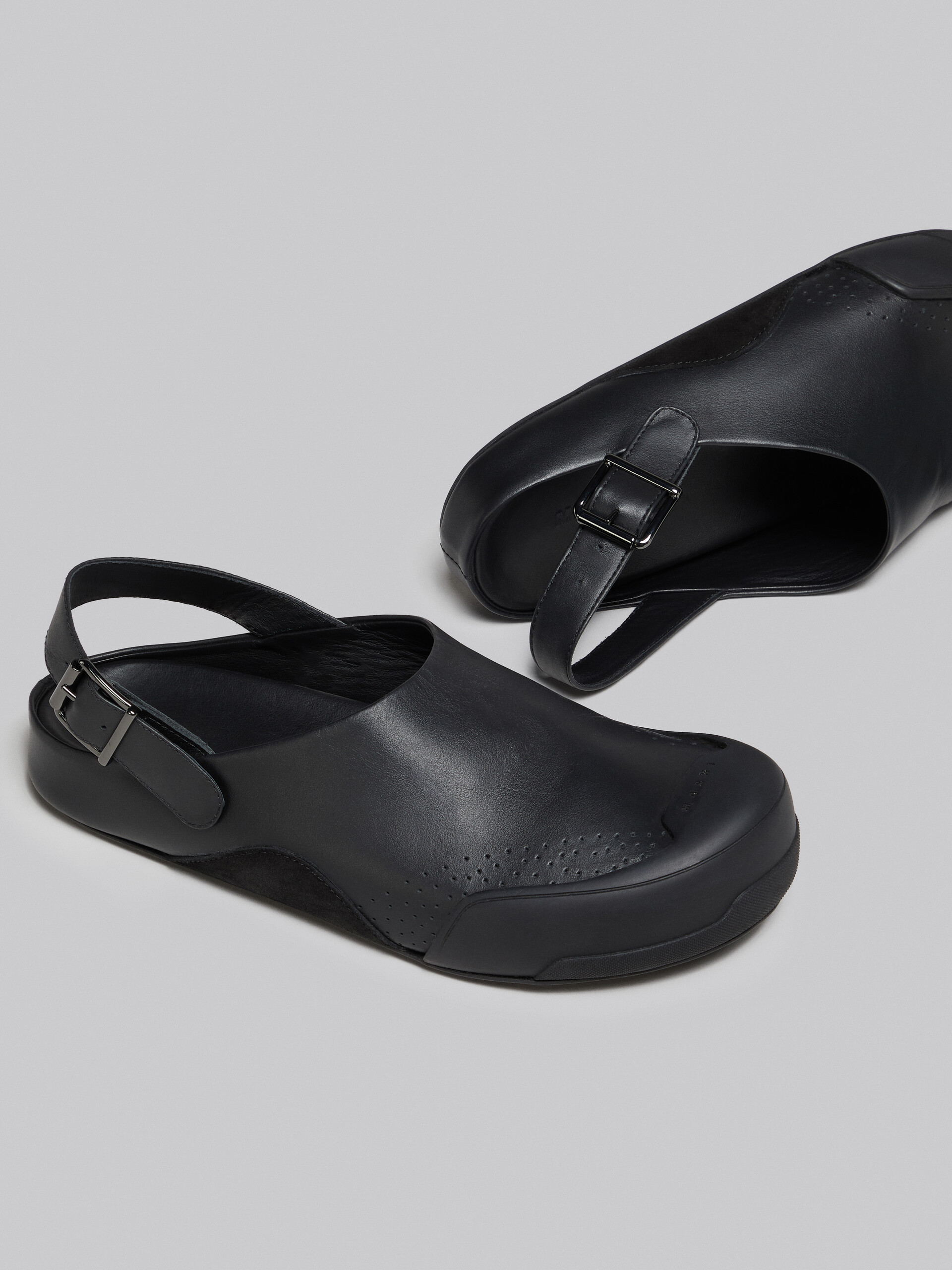 Shop Marni Black Leather And Suede Dada Sabot