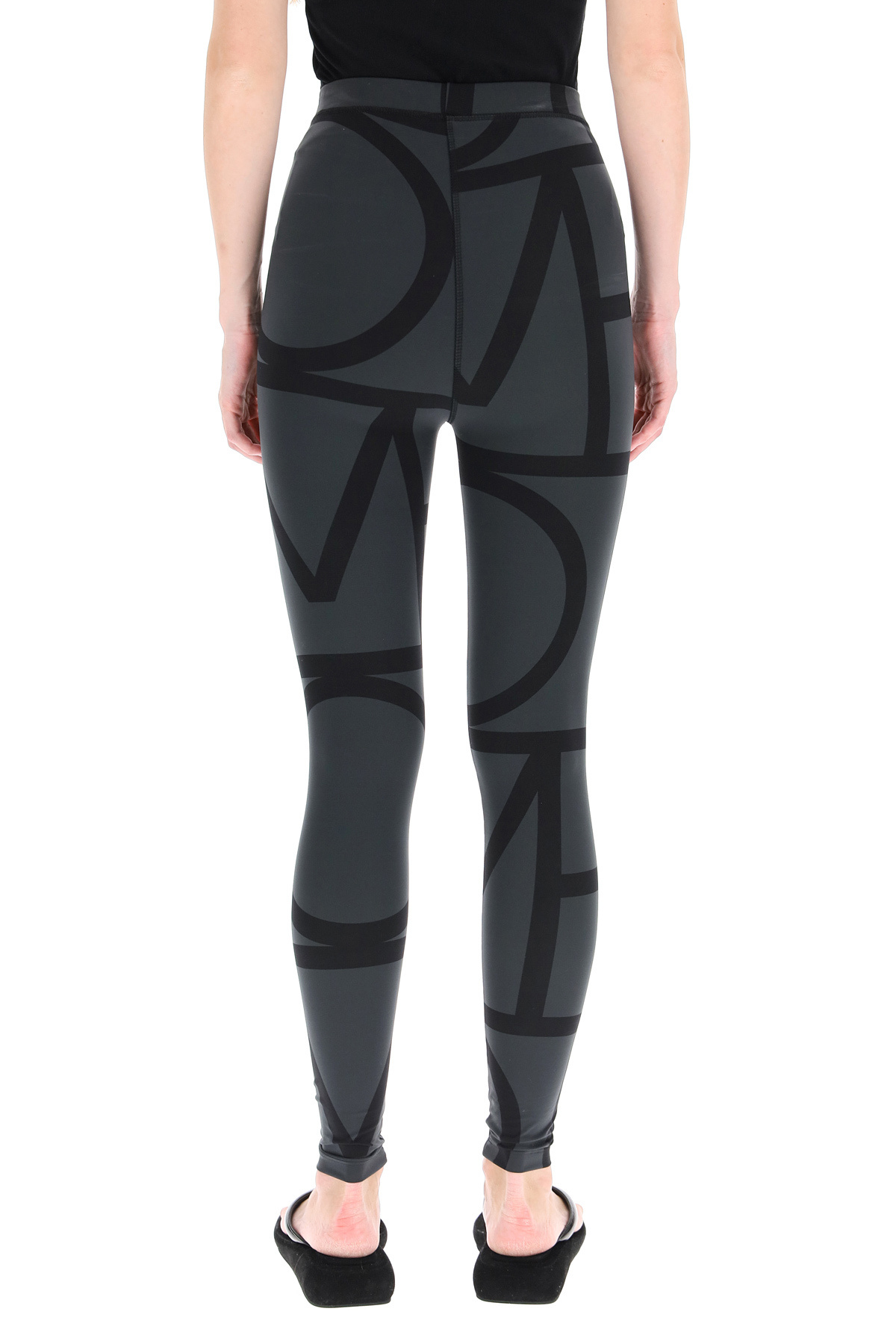 Totême Two-tone Graphic-print Leggings In Black