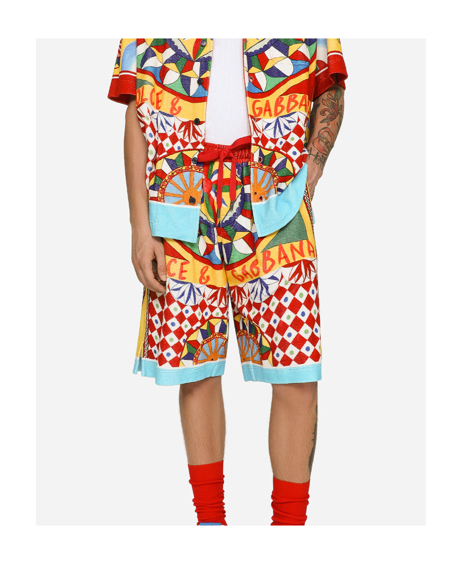 Dolce & Gabbana Carreto-print Bermuda Shorts In Multicolor