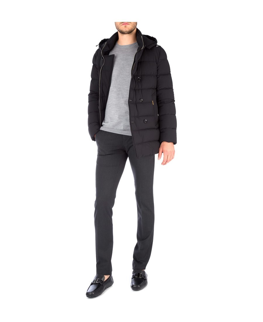 Moorer Double-breasted Hooded Quilted Down Jacket In Black