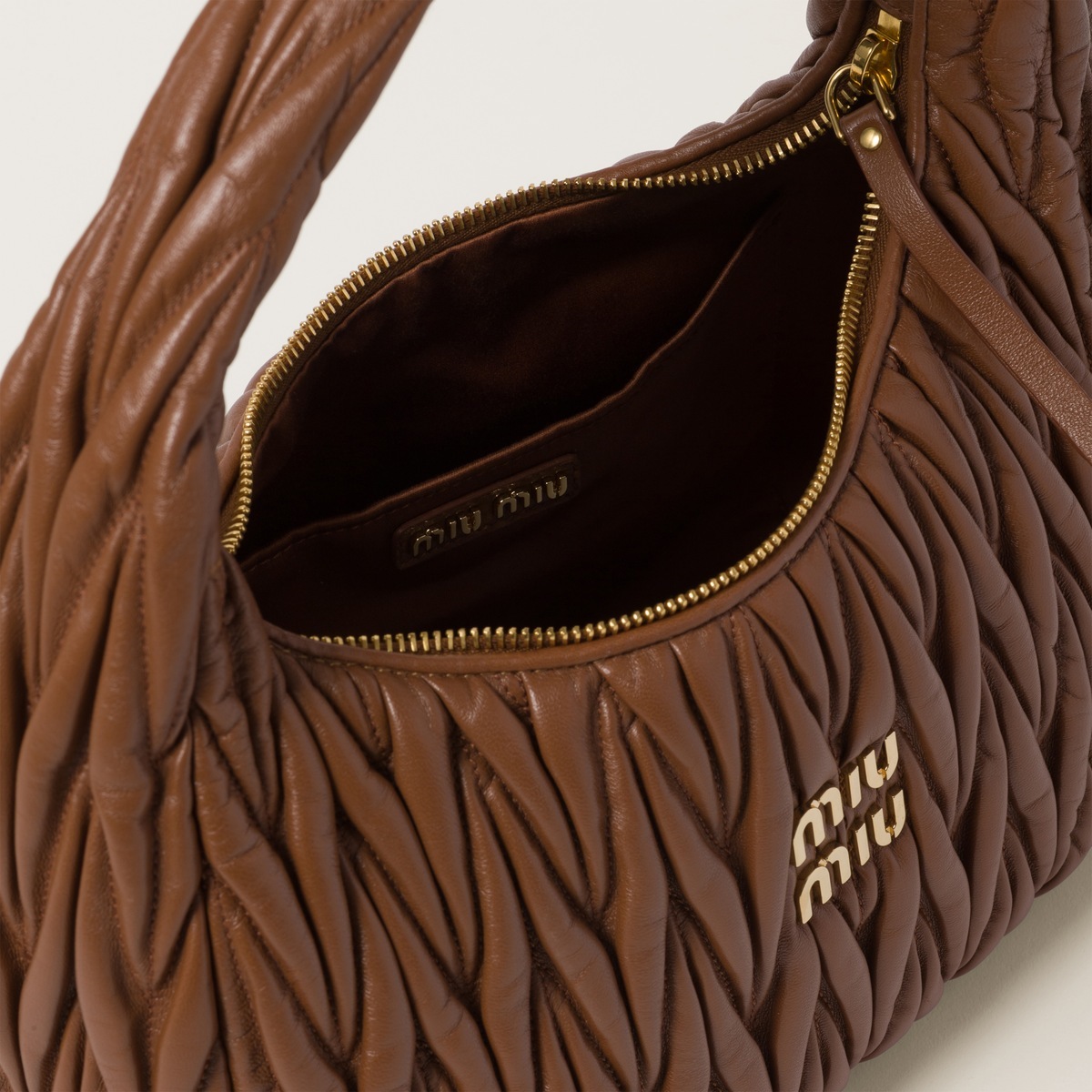 Miu Miu Brown Miu Wander Bag In Brown