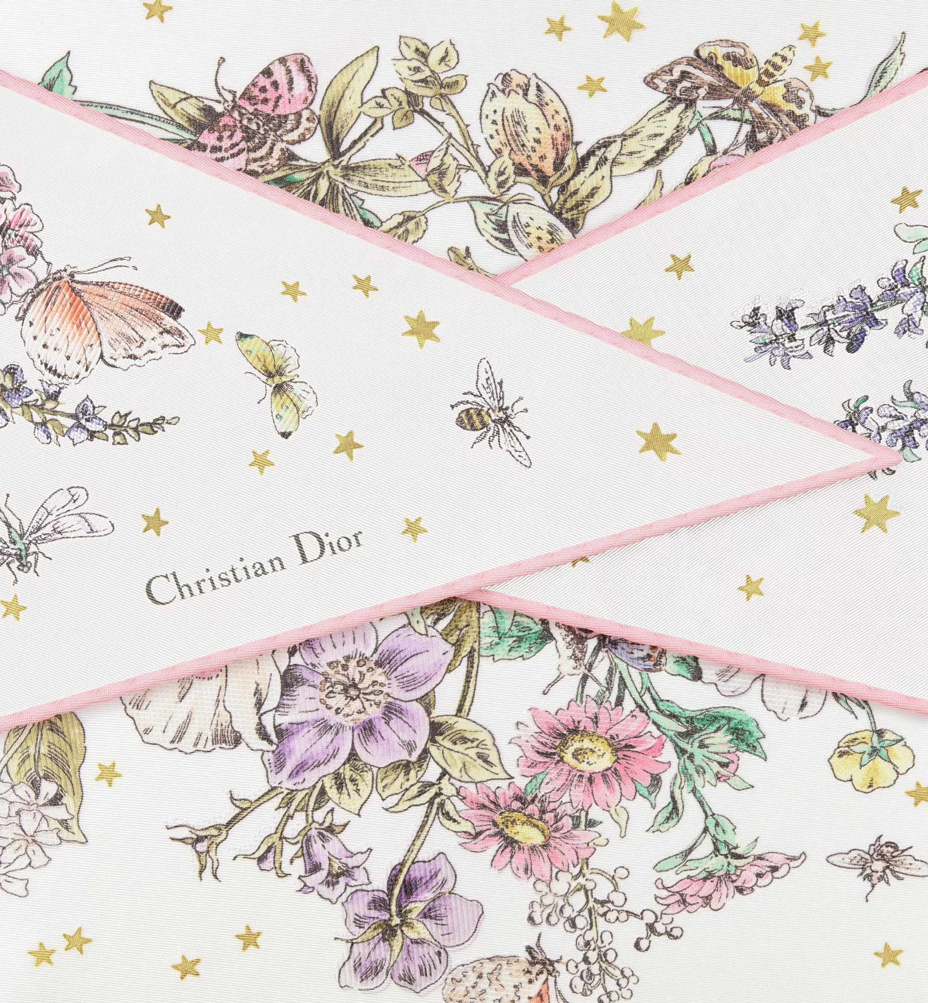Dior Zodiac Flowers Triangle Scarf In White