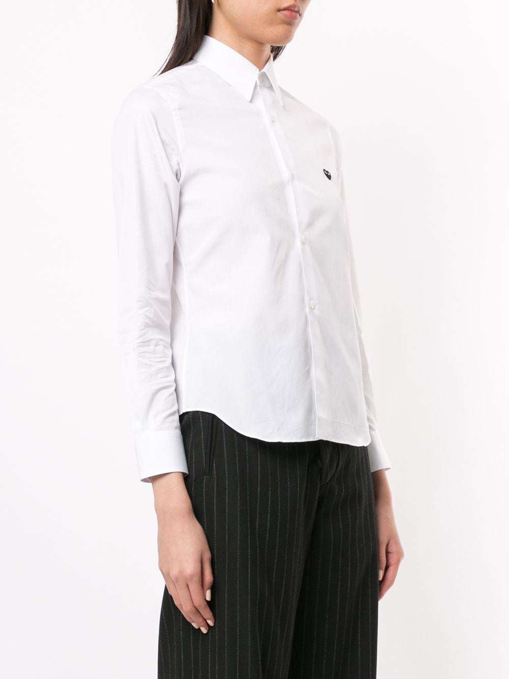 Comme Des Garçons Play Logo Embroidered Plain Shirt In White