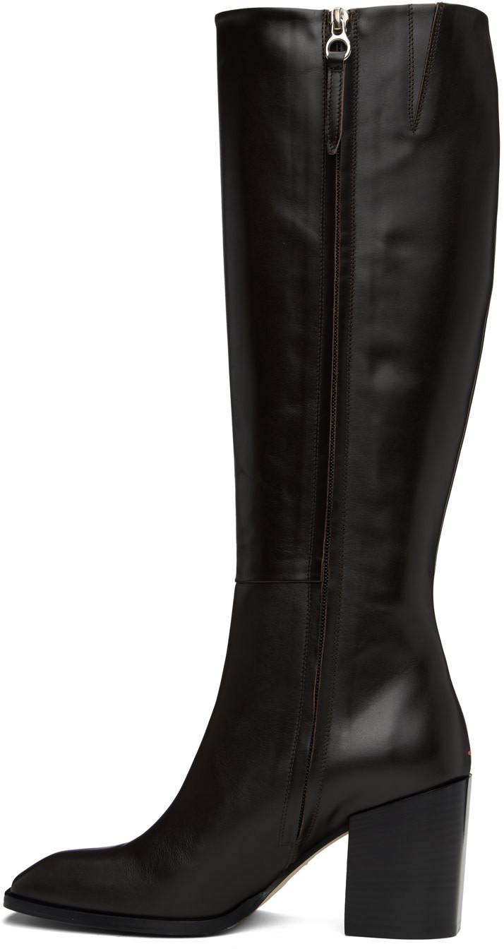 Aeyde Brown Teresa Knee-high Boots In Black