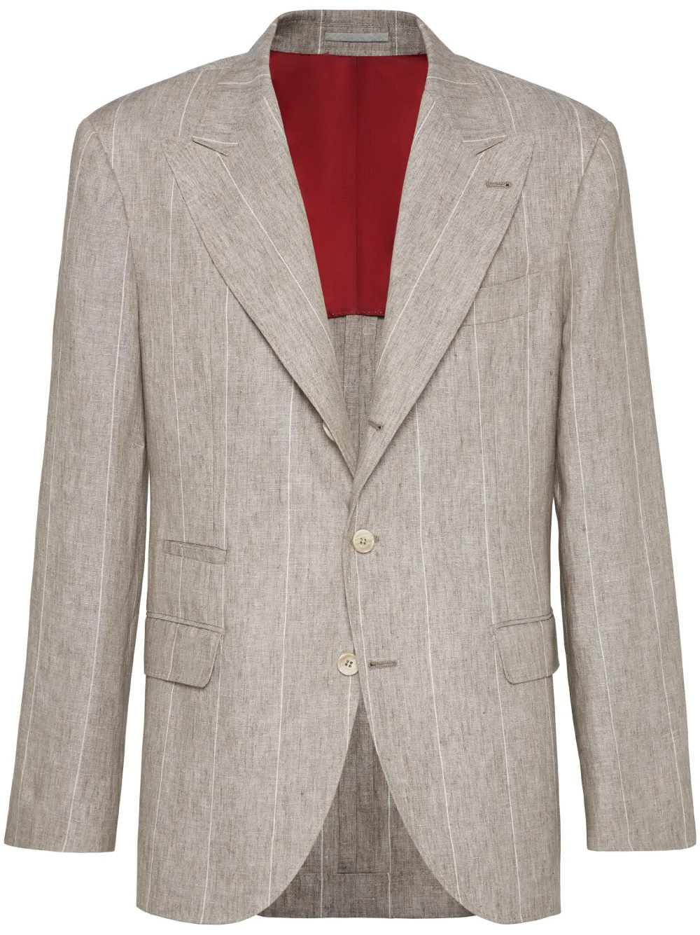 Brunello Cucinelli Wide Striped Blazer In Gray
