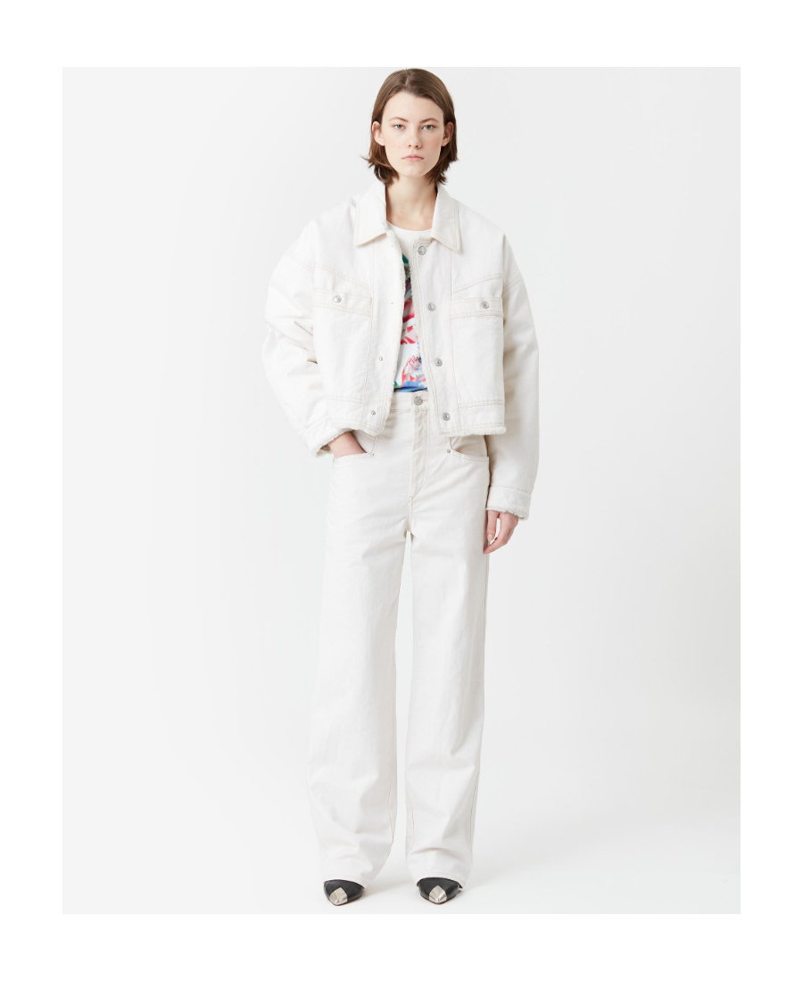 Shop Isabel Marant Paoleta Denim Jacket In White