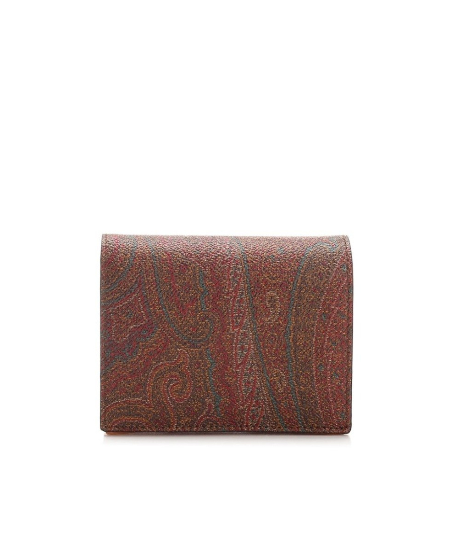 Etro Paisley Printed Double Fold Wallet In Brown