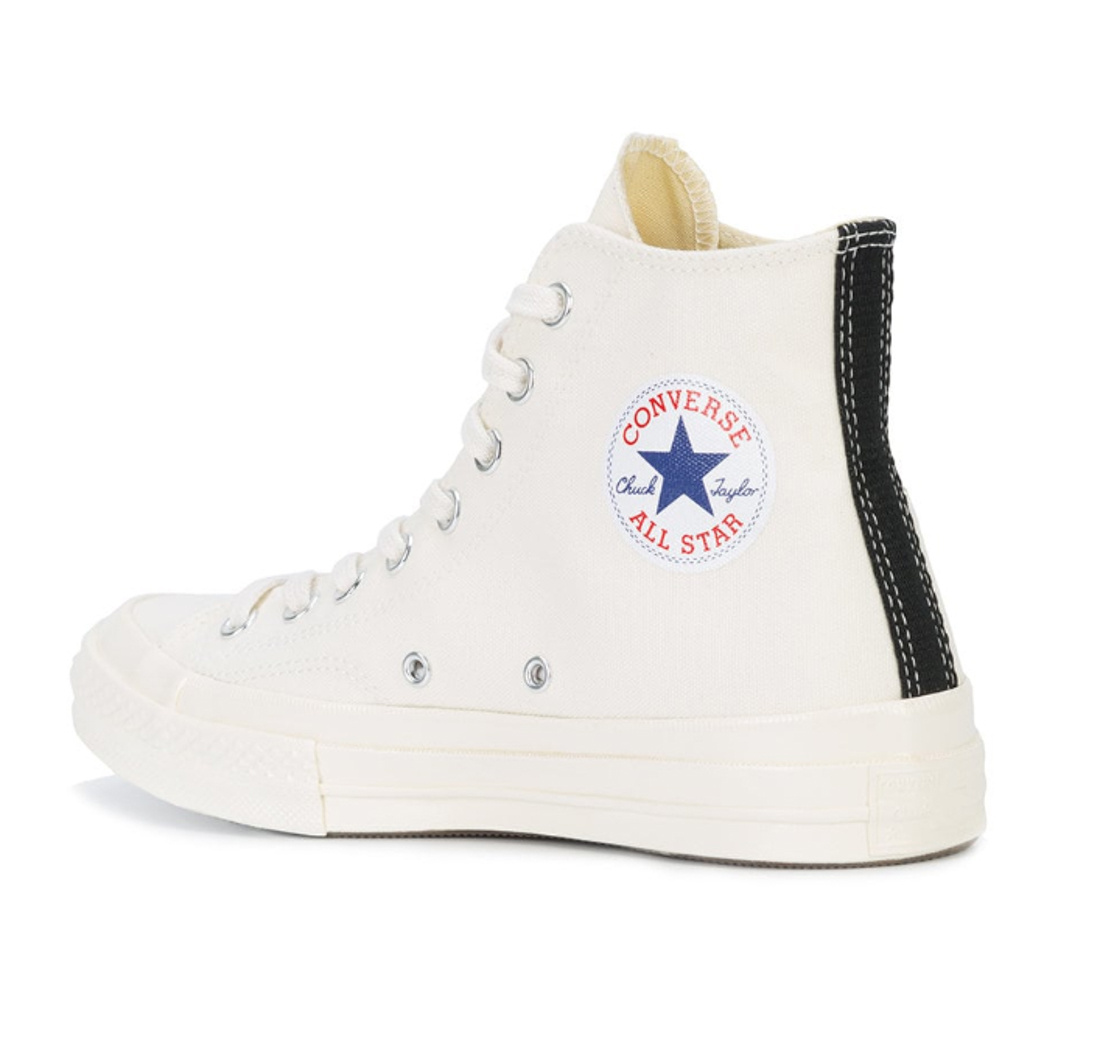 Comme Des Garçons Play Popular White Converse Canvas Sneakers In White