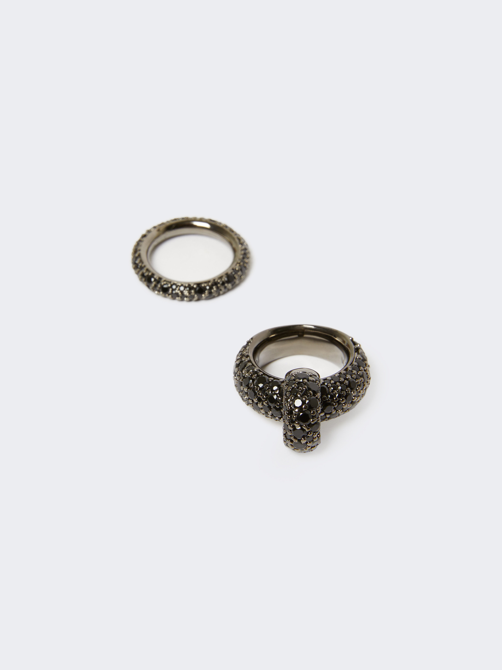 Max Mara Rhinestone Ring Set In Black