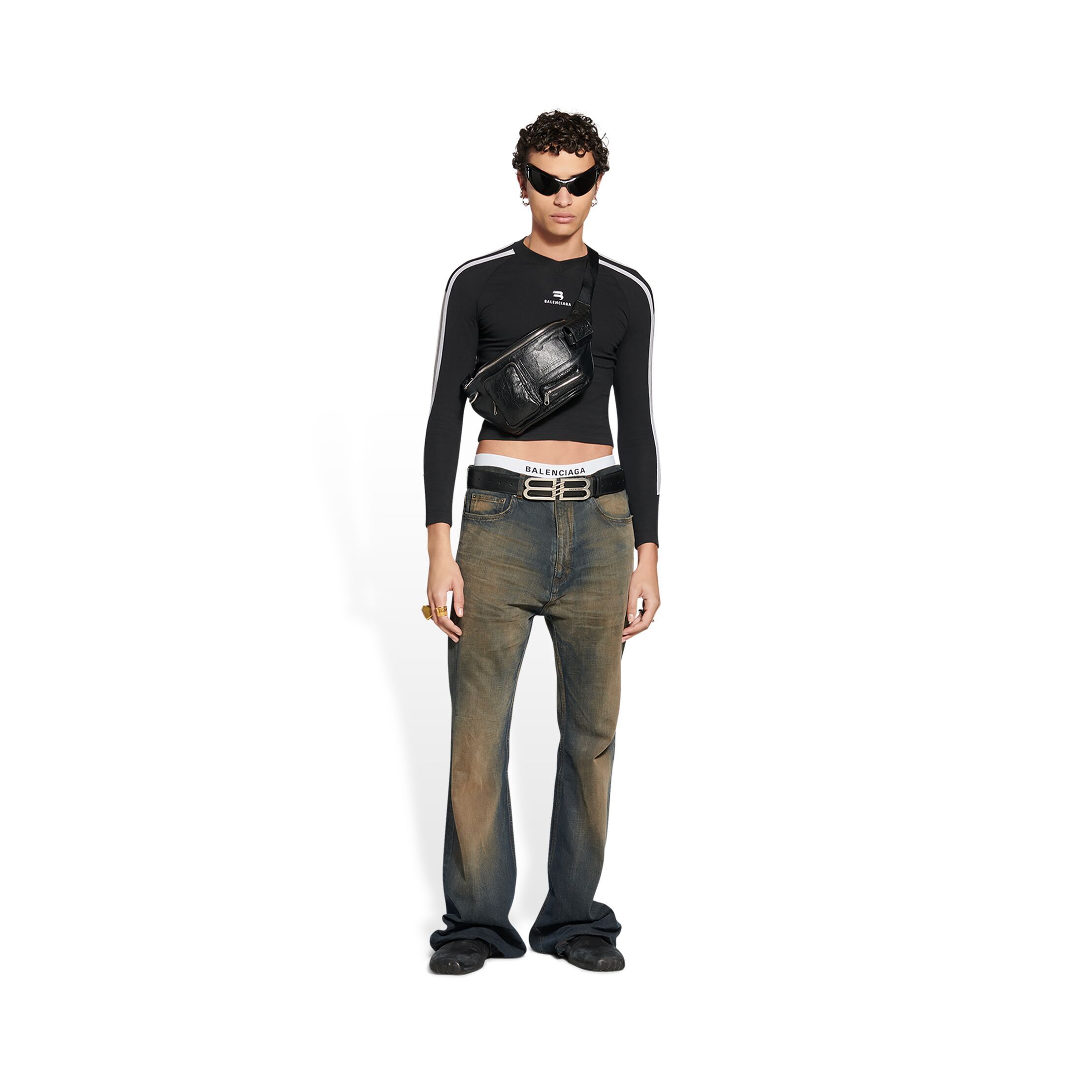 Balenciaga Super Busy Branded Fanny Pack In Black