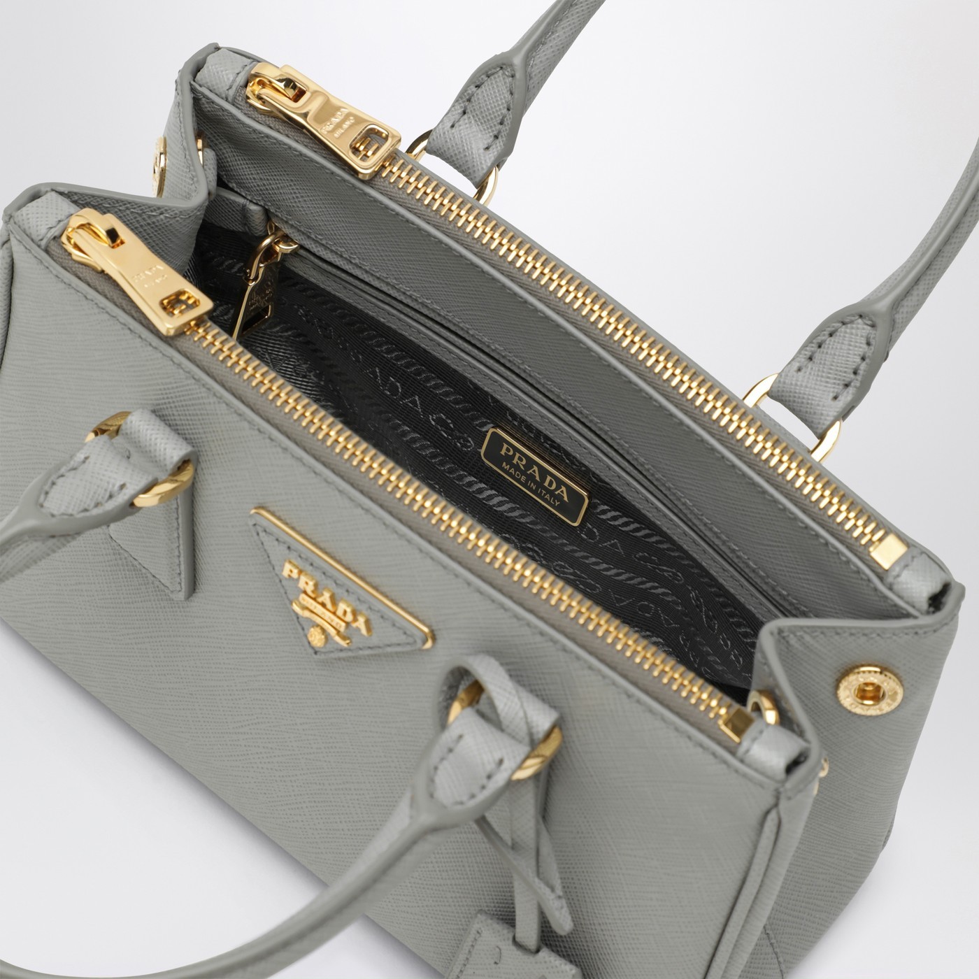 Prada Mini Galleria Saffiano Leather Handbag In Gray