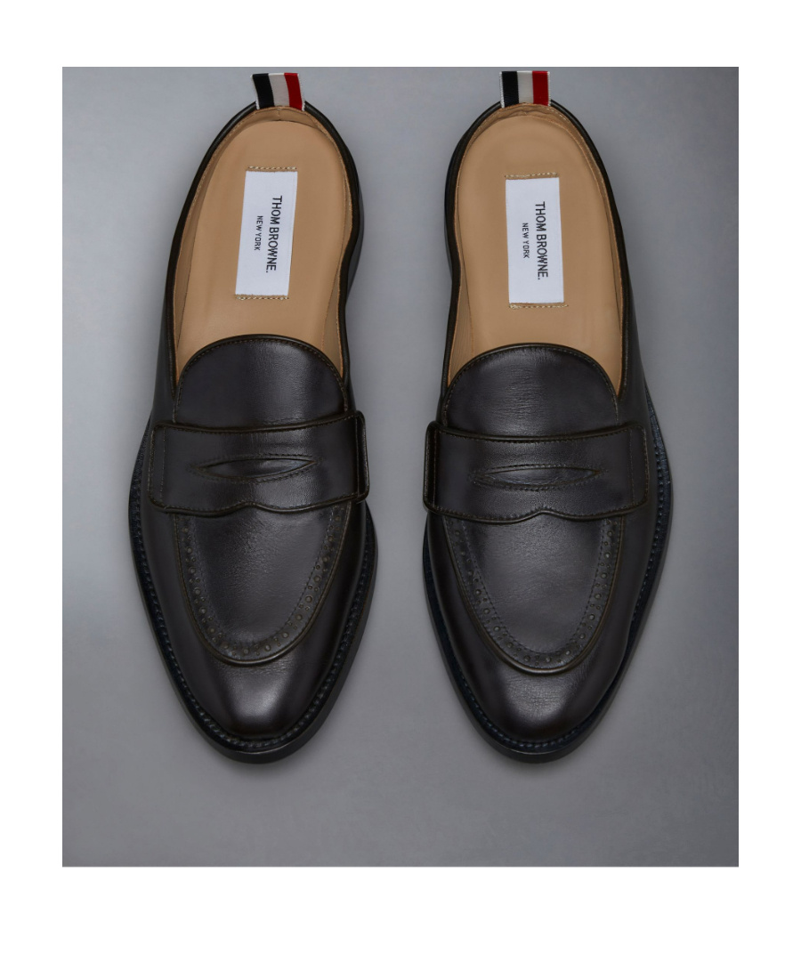 Thom Browne Varsity Slip-on Penny Loafers In Black