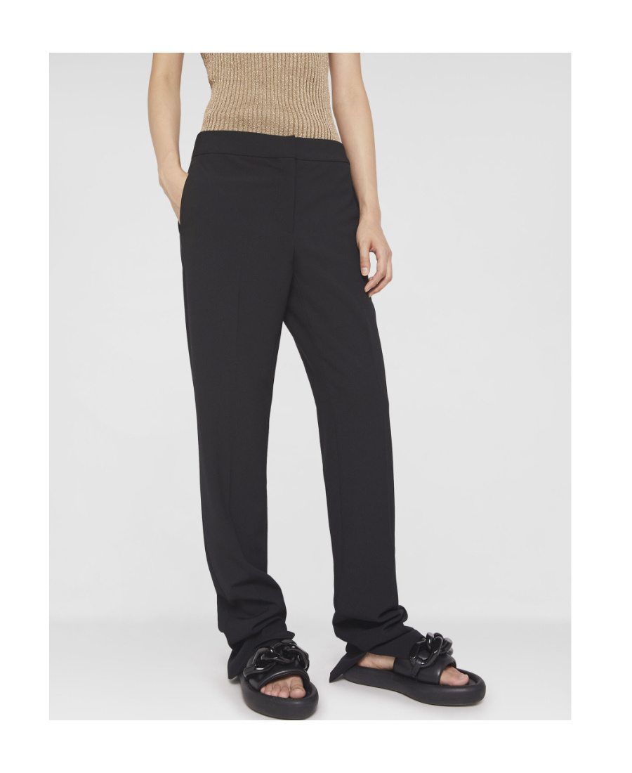 Stella Mccartney Split Cuff Straight Leg Trousers In Black