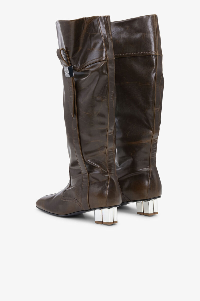 Ganni Slouchy Boot Butterfly In Green