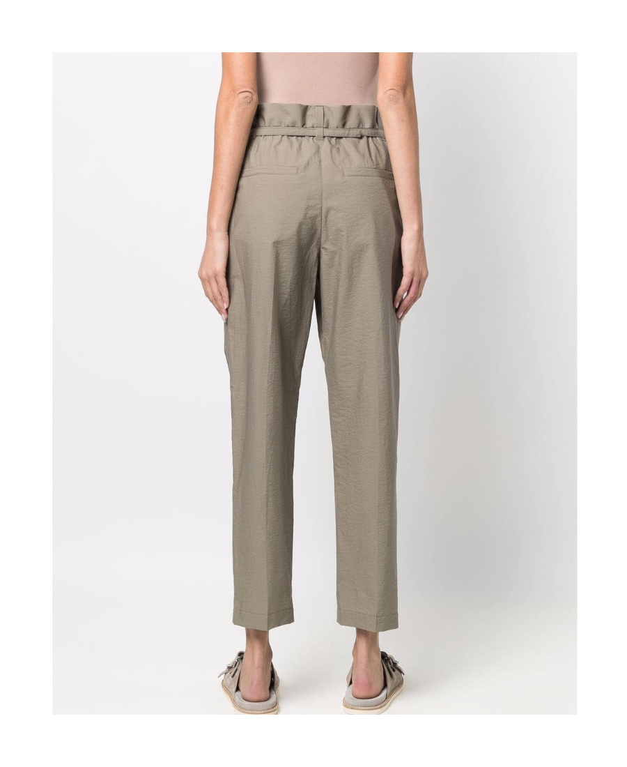 Brunello Cucinelli Belted-waist Tapered-leg Trousers In Gray
