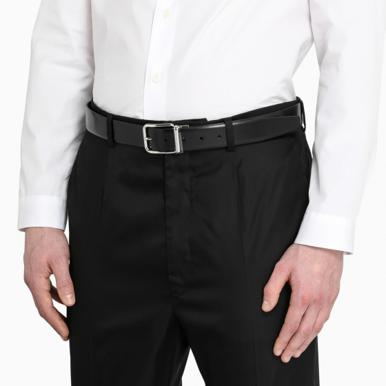 Prada Leather Buckle Belt In Black