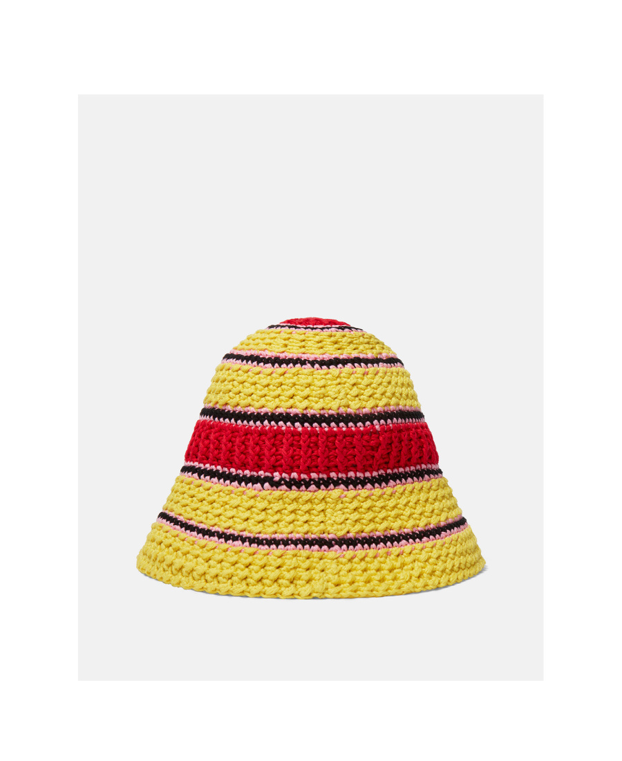 Stella Mccartney Colour-block Crochet Hat In Yellow