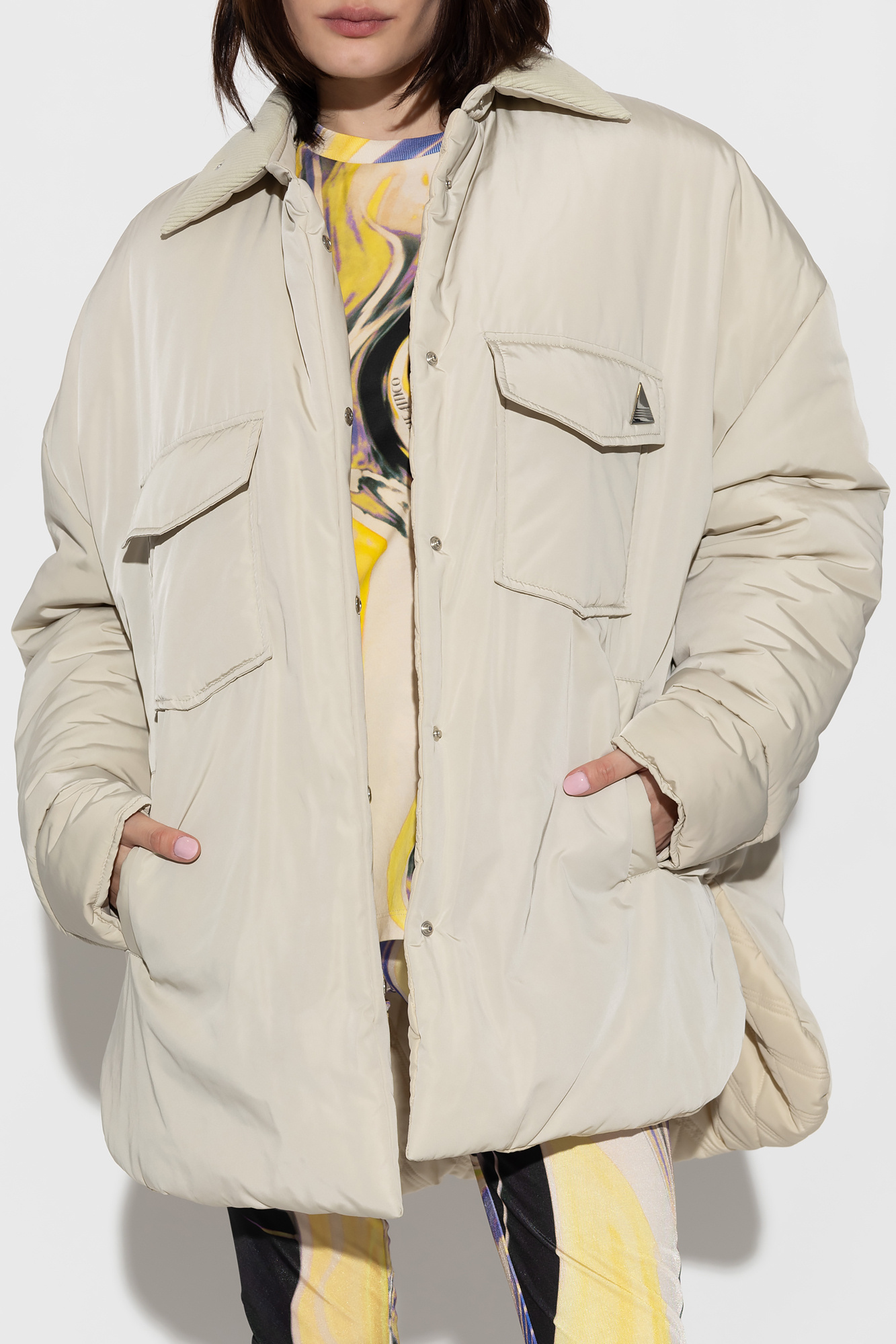 Attico The  Straight Hem Oversized Jacket In Nude