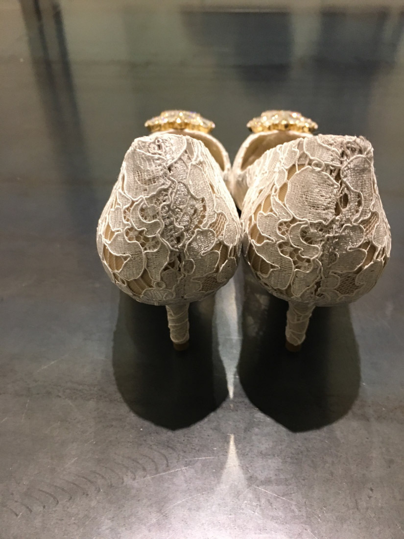 Dolce & Gabbana Lace Rainbow Pumps With Brooch Detailing Shoes In White