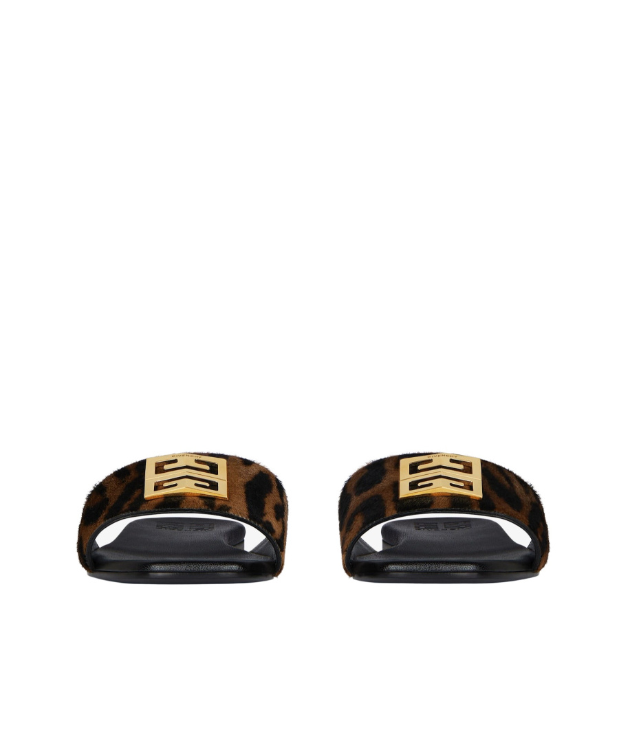 Givenchy Logo Leopard Print Slippers In Black