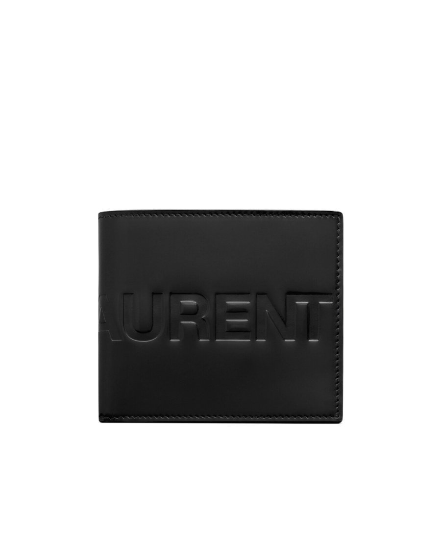 Saint Laurent East/west Wallet In Brushed Leather In Black