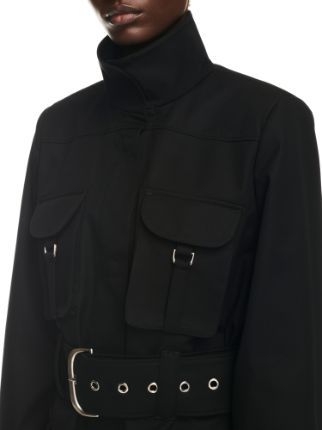 Off-white Belted Cotton-twill Jacket In Black