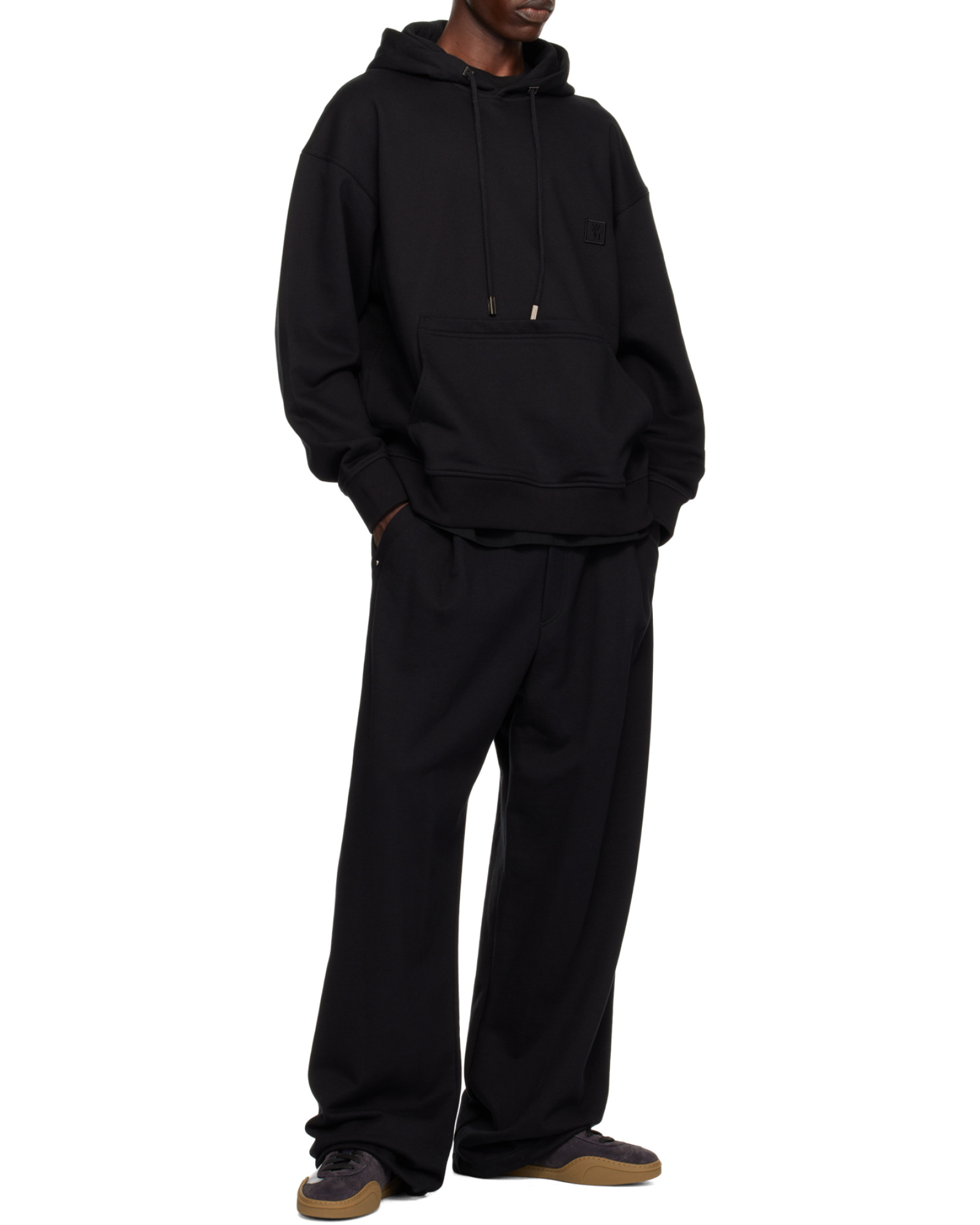Wooyoungmi Classic Black Hoodie With Signature Logo Accents In Black
