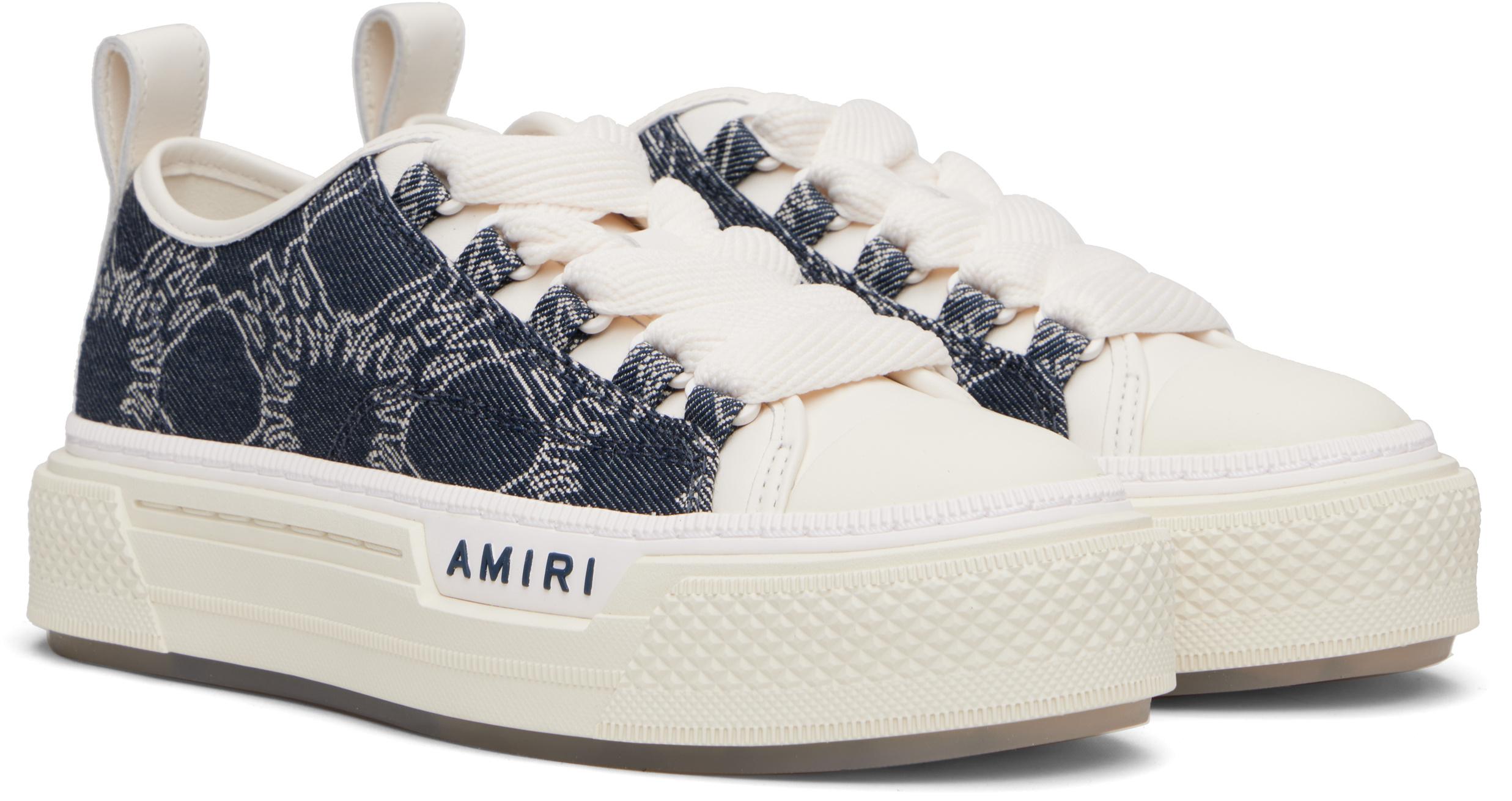 Amiri Ma Quad Denim Court Low Sneakers In Blue