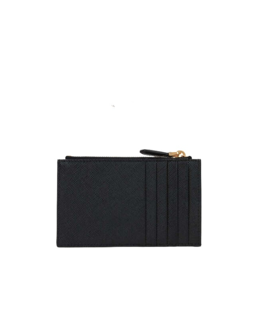 Prada Logo-plaque Leather Wallet In Black