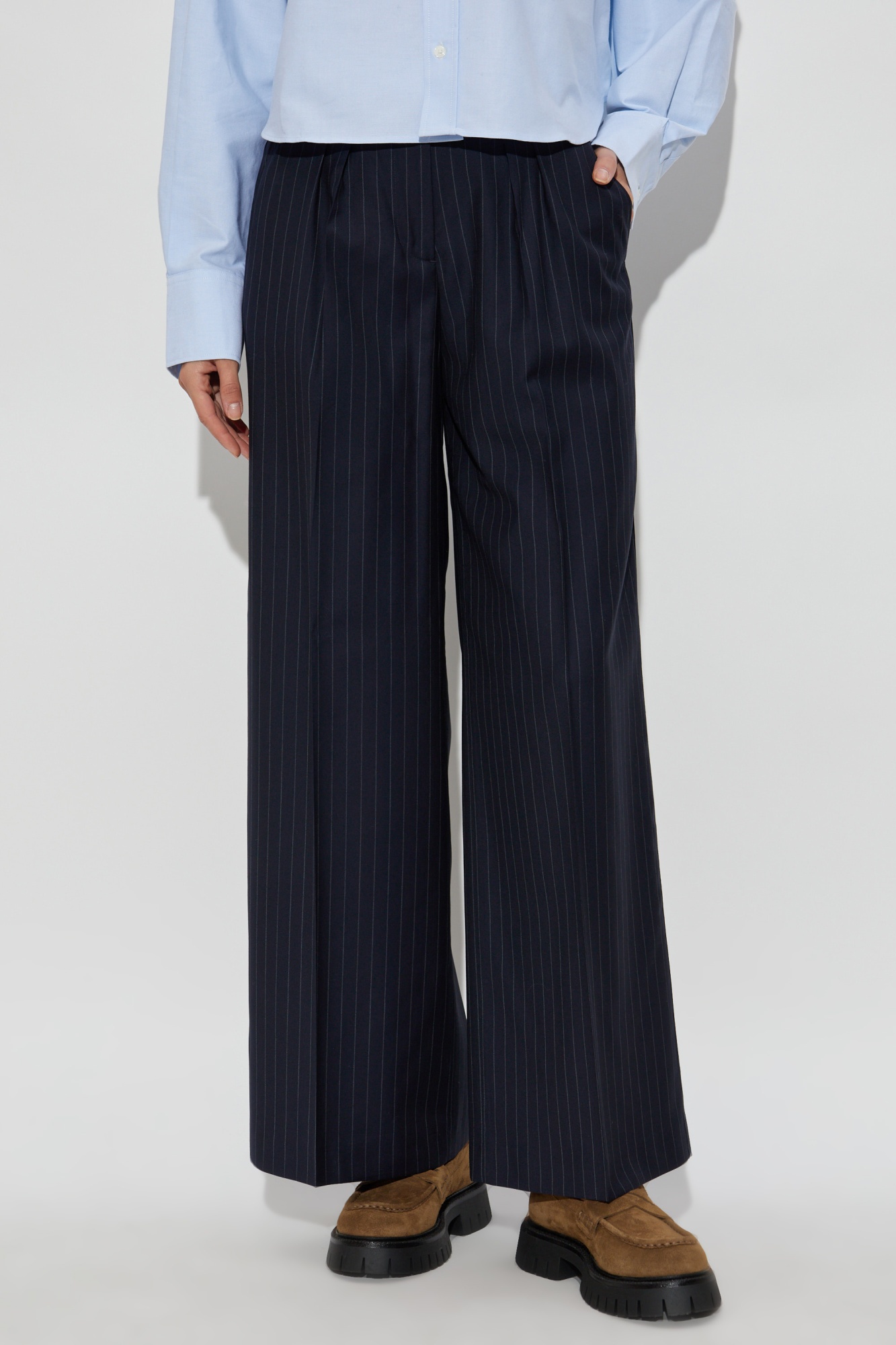 Officine Generale Striped Pattern Casual Pants In Multi