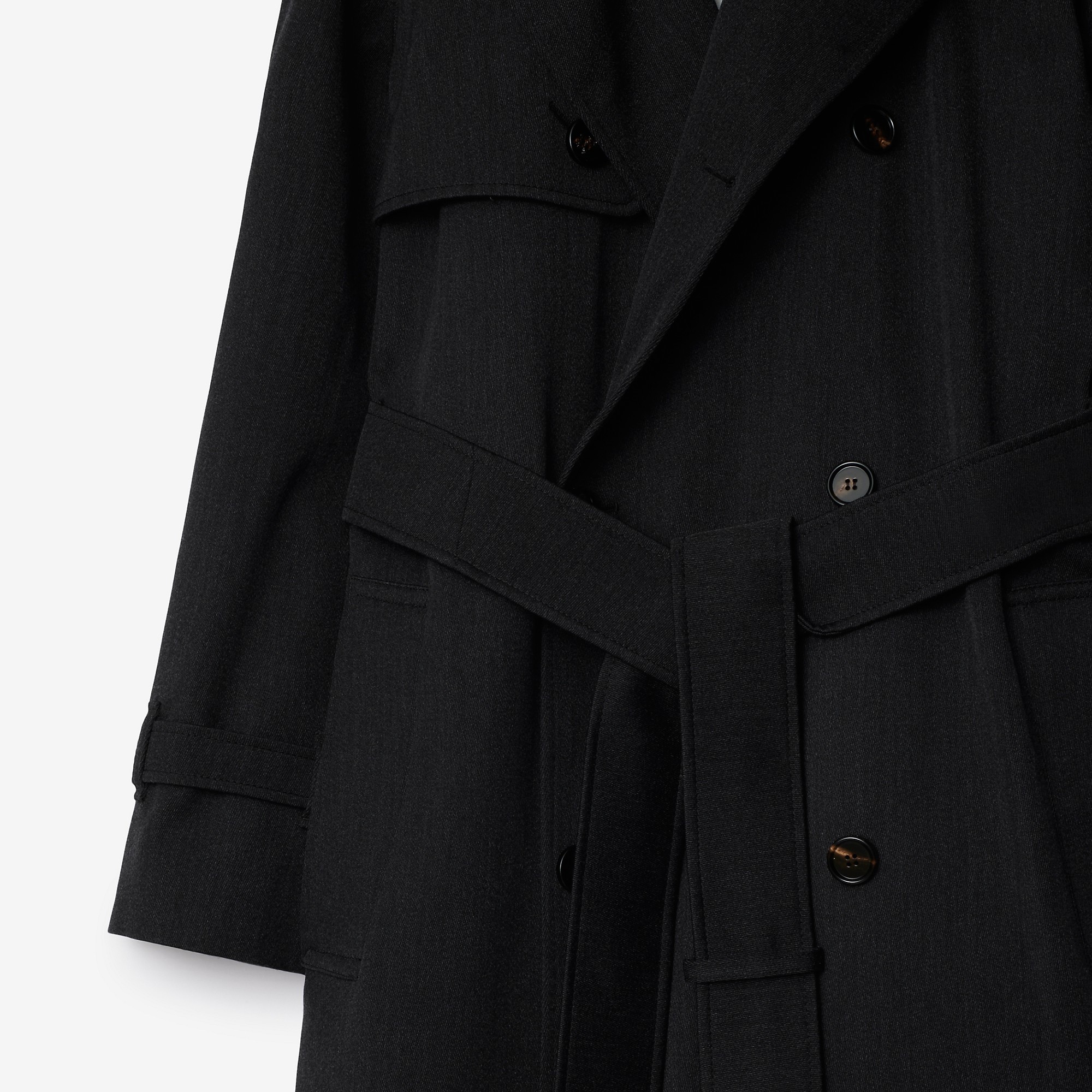 Burberry Long Gabardine Fitzrovia Trench Coat Clothing In Black