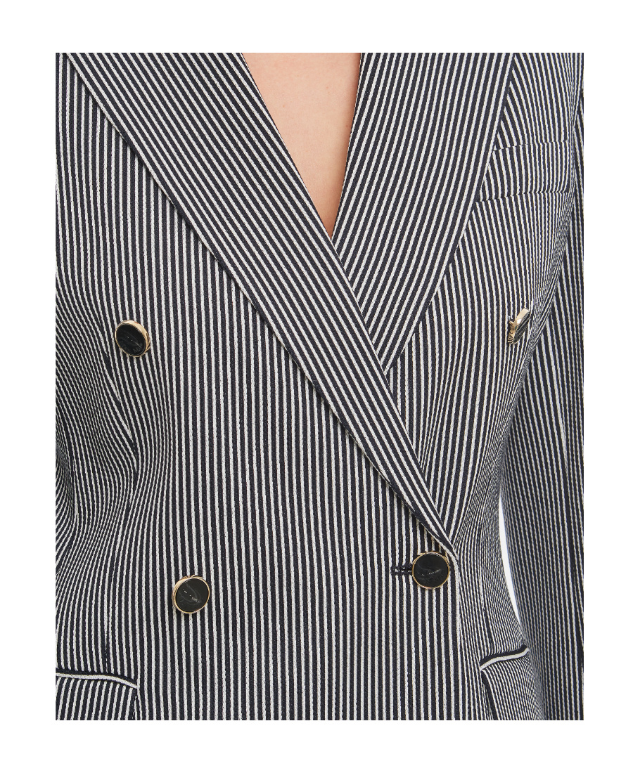 Max Mara Peak-lapel Striped Blazer In Blue