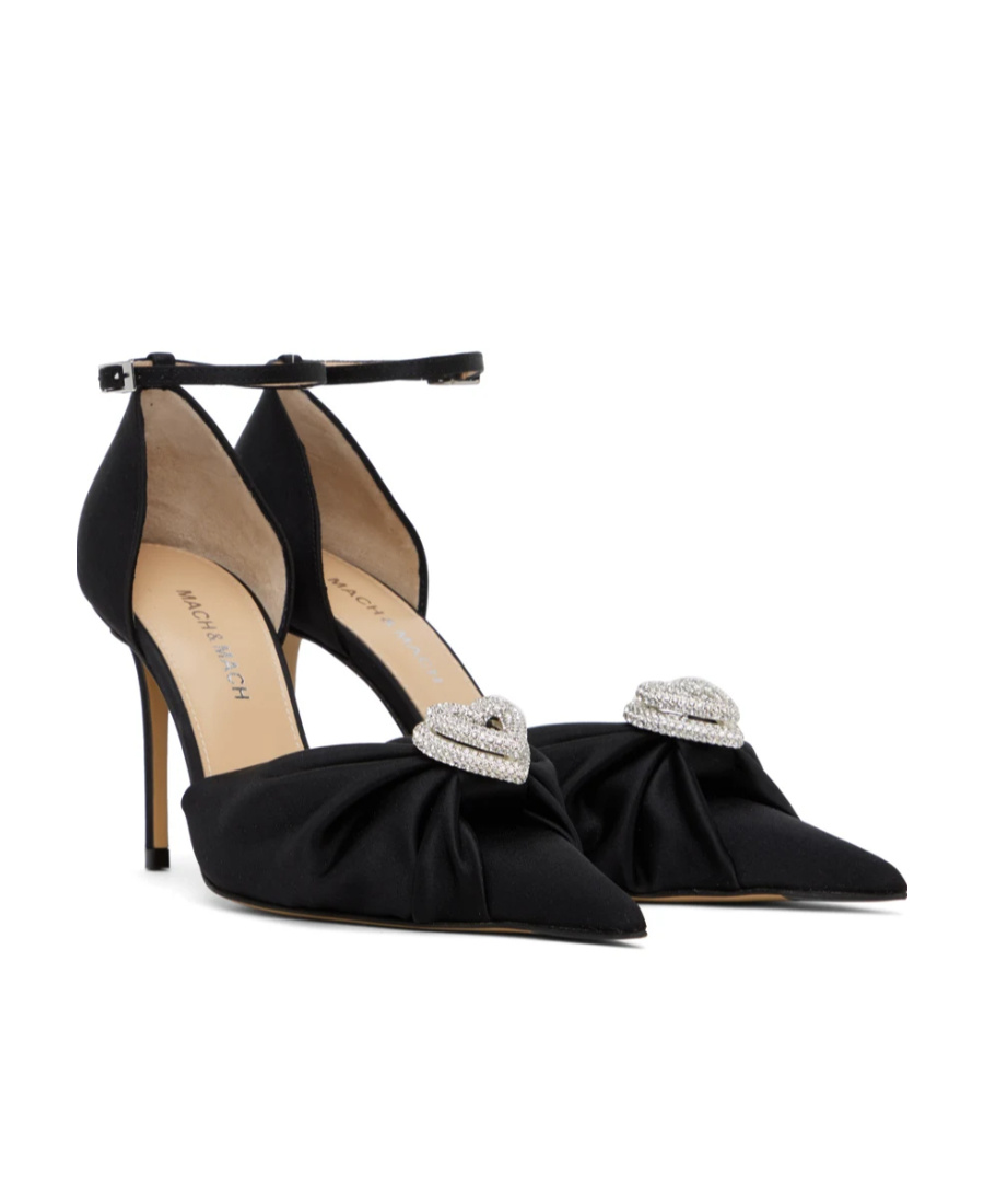 Mach&mach Double Heart-shaped High Heels In Black