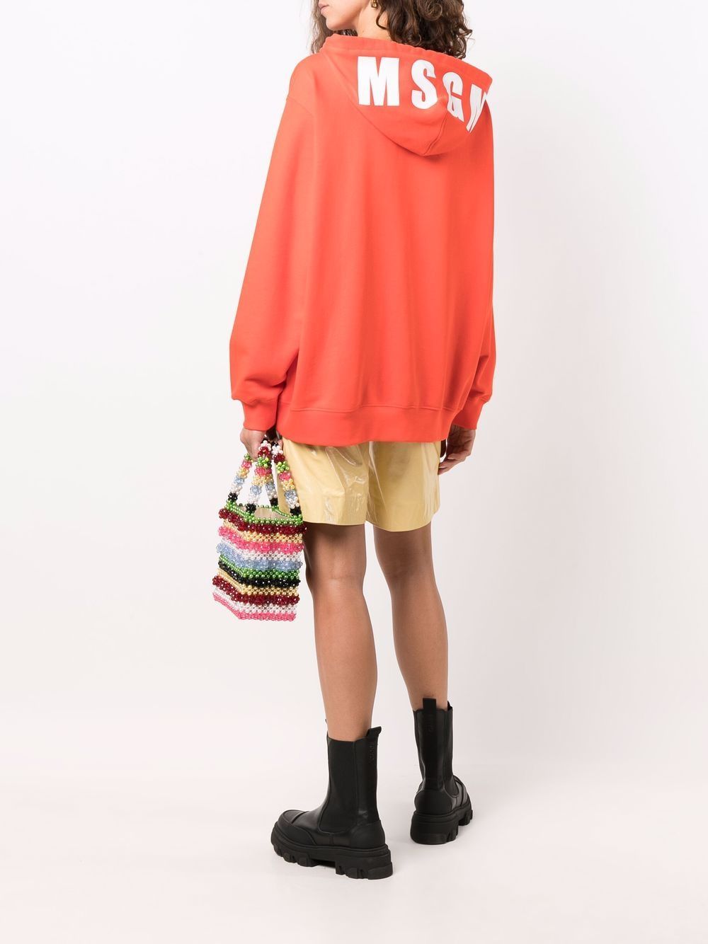 Msgm Long-sleeved Cotton Hoodie In Pink