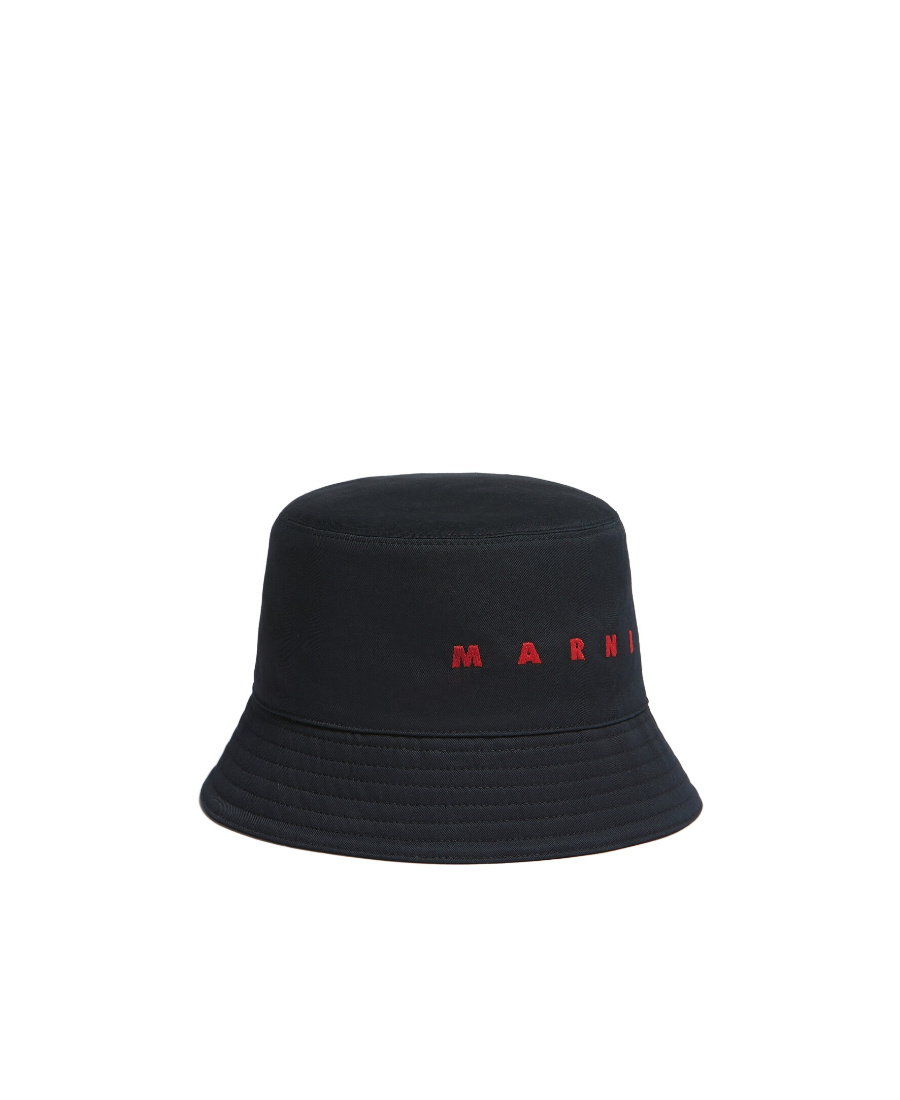 Marni Black Embroidered Logo Bucket Hat In Black