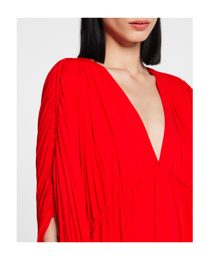 Lanvin V-neck Gathered-detail Maxi Dress In Red
