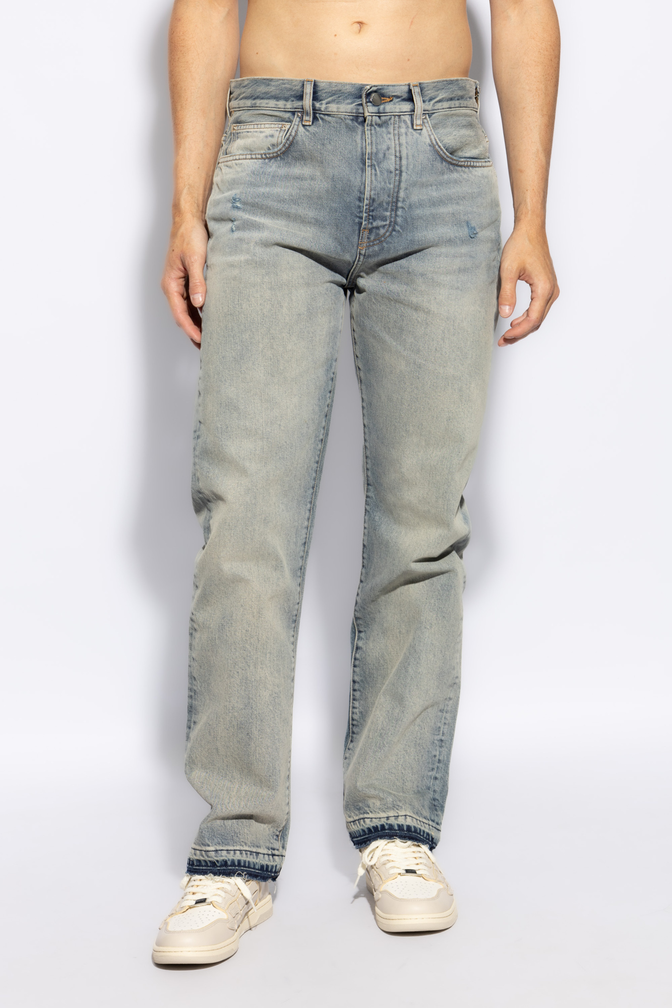 Amiri Jeans In Blue Denim In Gray