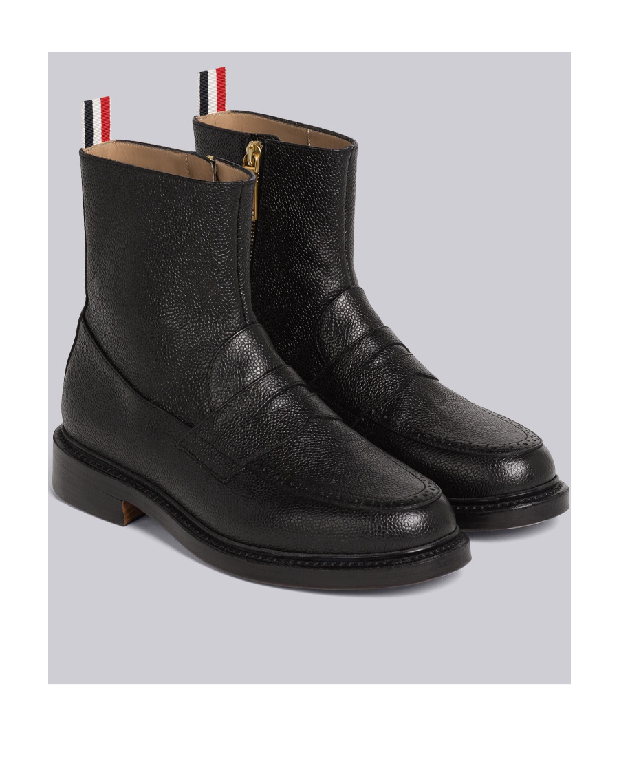 Thom Browne Ankle Leather Boots In Black