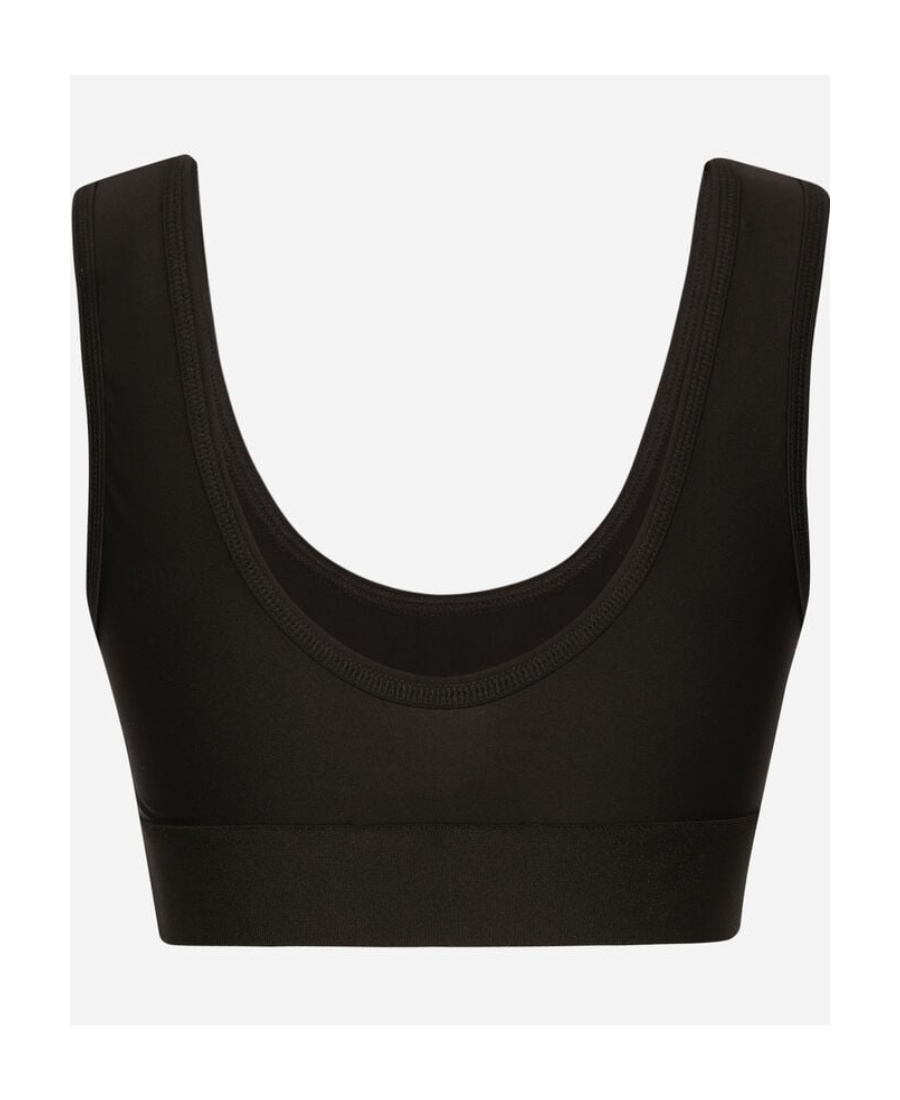 Dolce & Gabbana Black Sports Bra With Branded Band In Stretch Tech Fabric Woman In Black