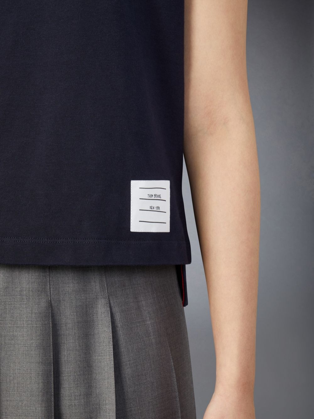 Thom Browne Navy Blue Rose-embroidered Cotton T-shirt In Black
