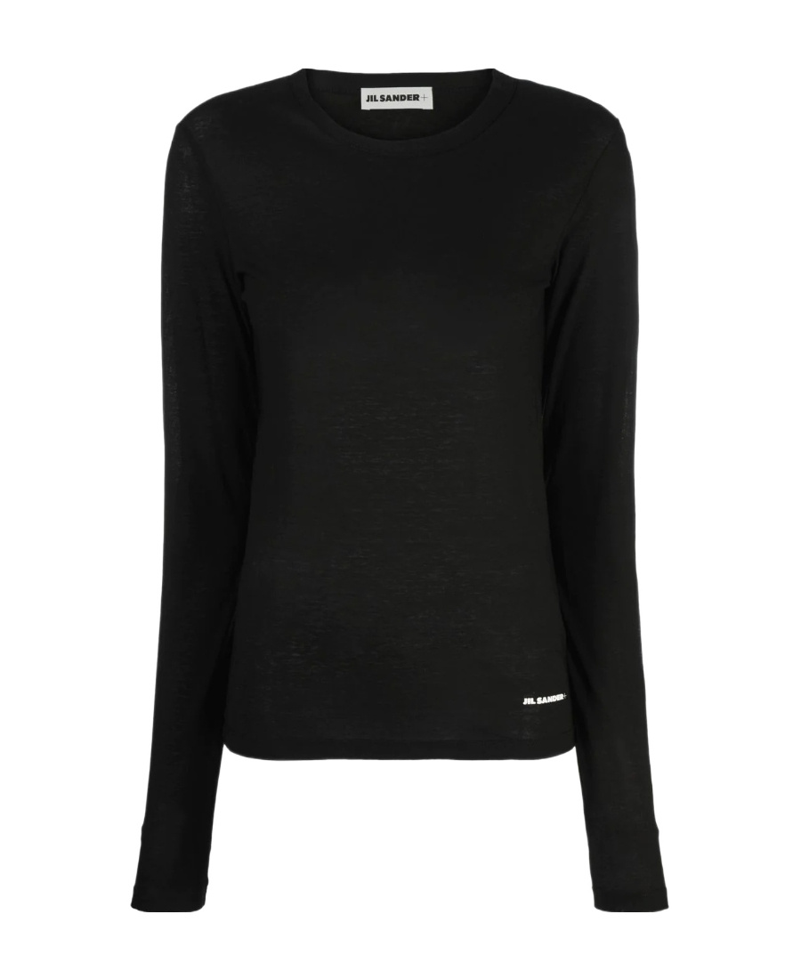 Jil Sander Round-neck Long-sleeve Knitted Top In Black