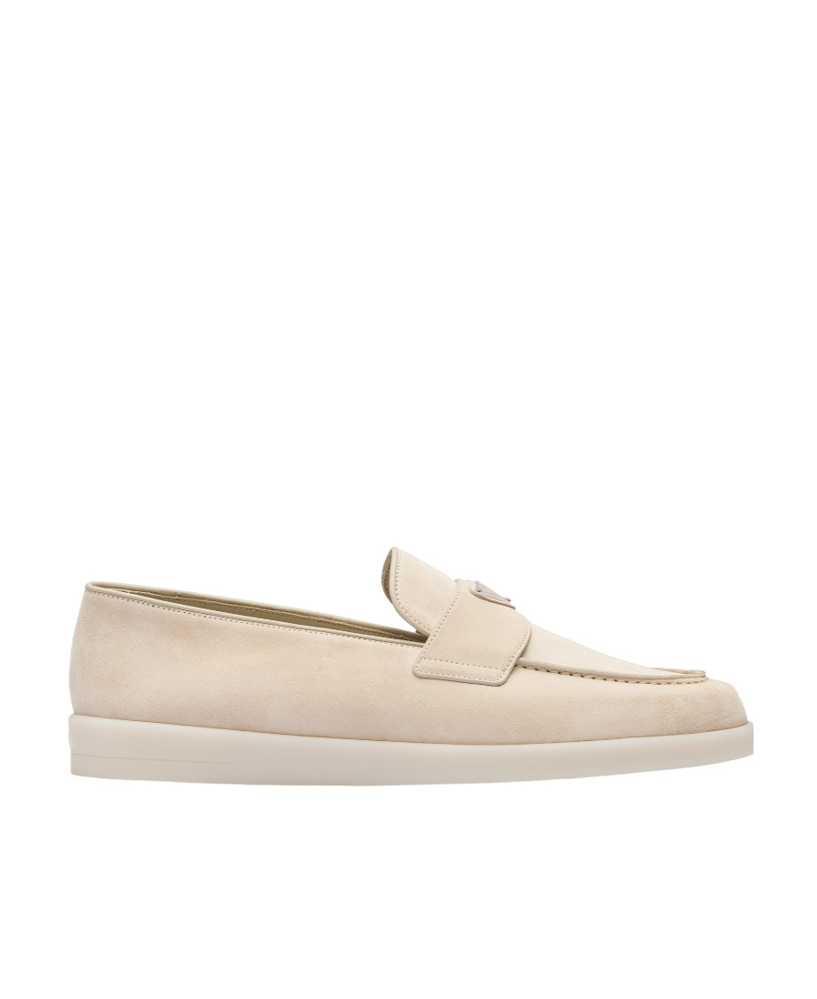 Prada Suede Loafers In Nude